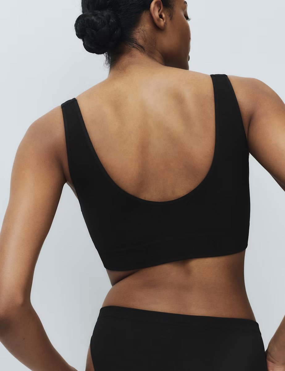 Marks & Spencer M&S 3 Pack Seamless V-Neck Crop Tops Black Mix - 2