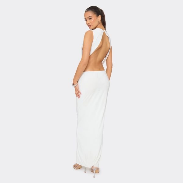 EGO CUT OUT OPEN BACK MAXI DRESS IN WHITE, Women's Size UK 6 - 2