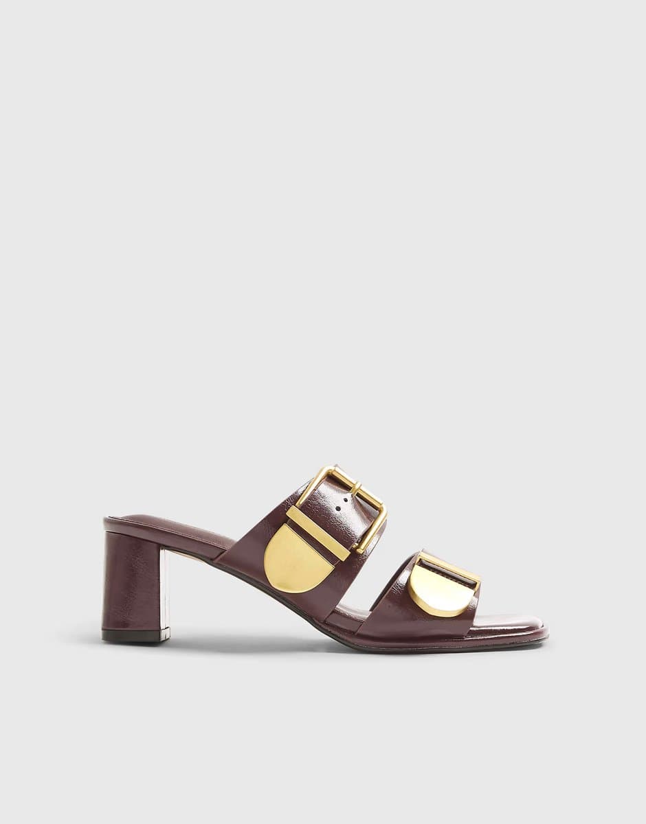 ASOS River Island Double buckle mule sandals in red - dark