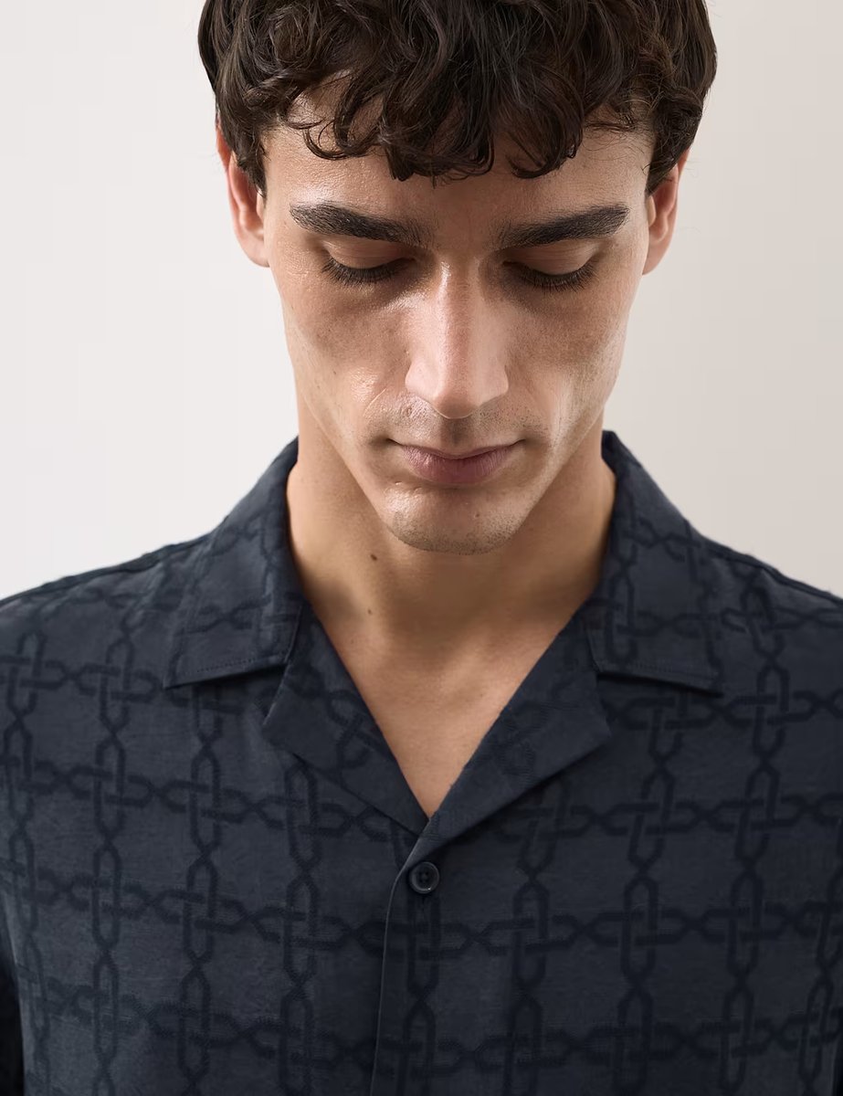 Marks & Spencer M&S Geometric Print Shirt Navy Mix - 2