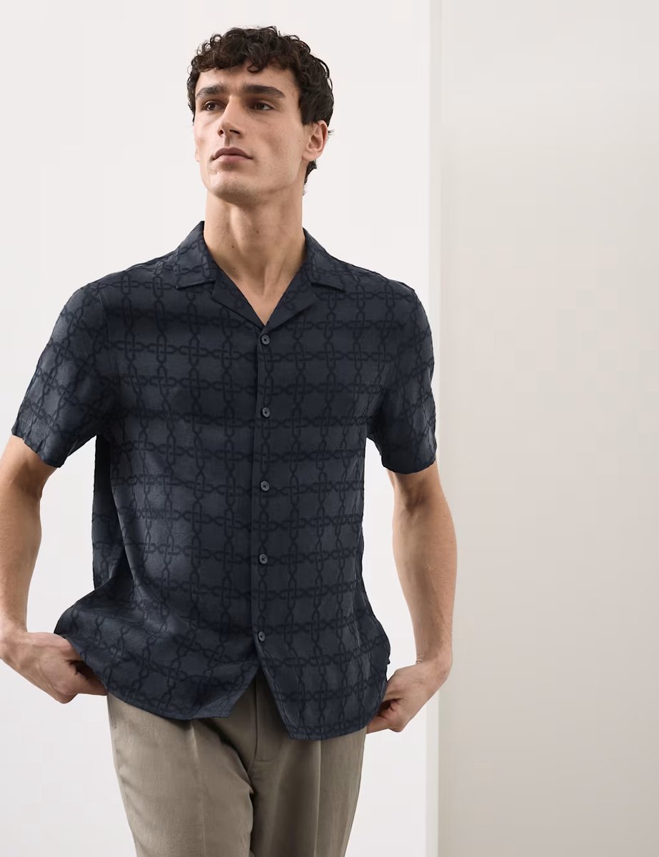 Marks & Spencer M&S Geometric Print Shirt Navy Mix - 3