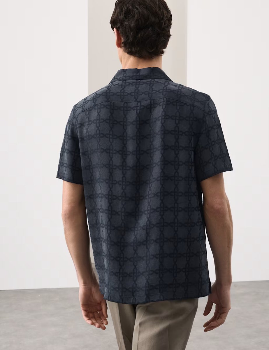 Marks & Spencer M&S Geometric Print Shirt Navy Mix - 4