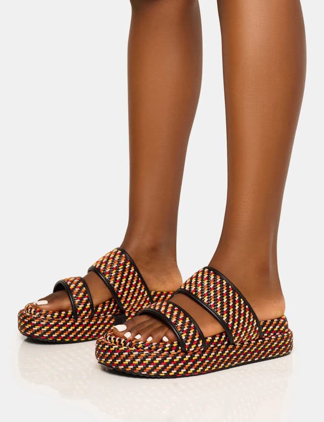 Public Desire Cierra Multi Double Strap Patterned Platform Sandal - 3