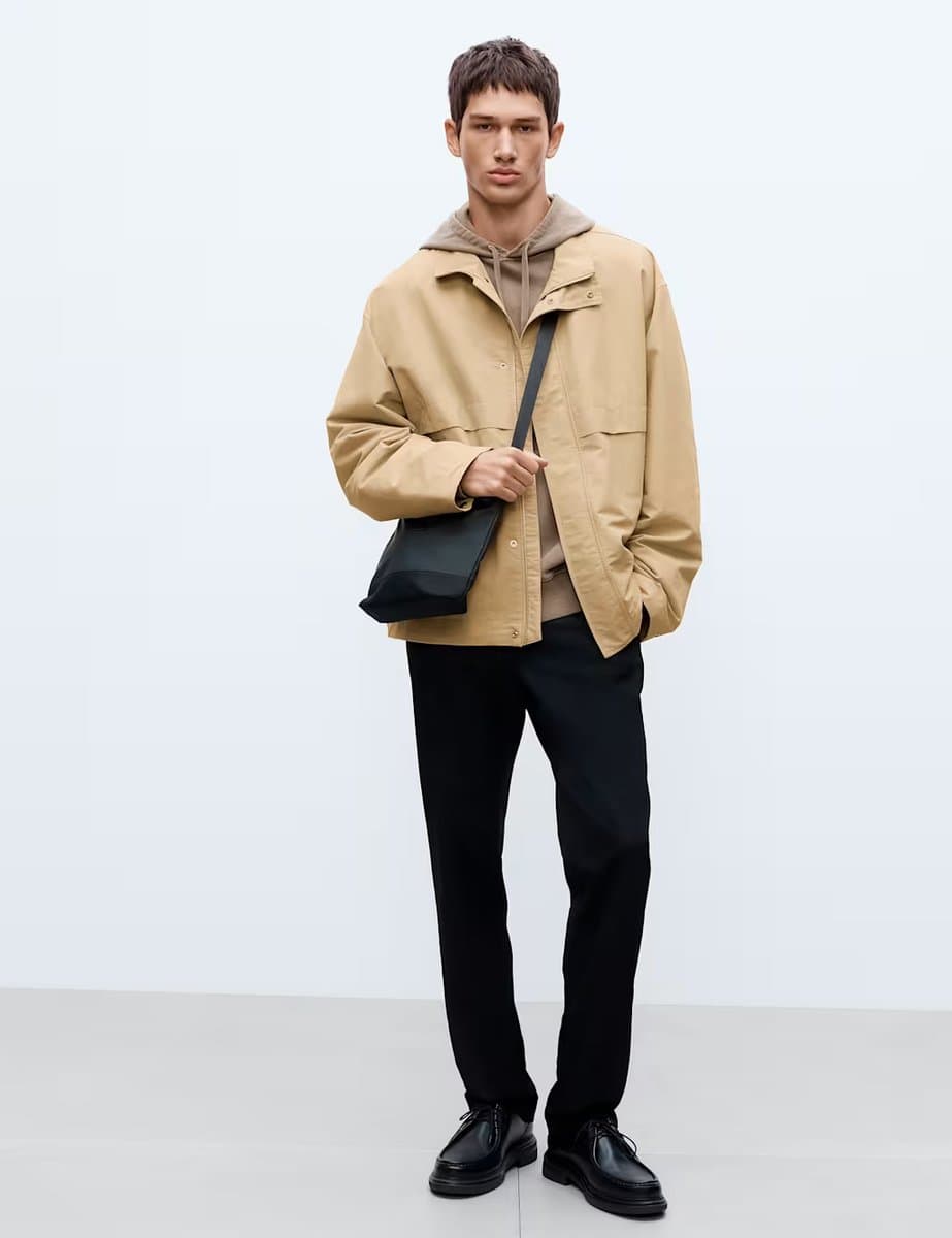 Marks & Spencer M&S Funnel Neck Bomber Jacket in Sand