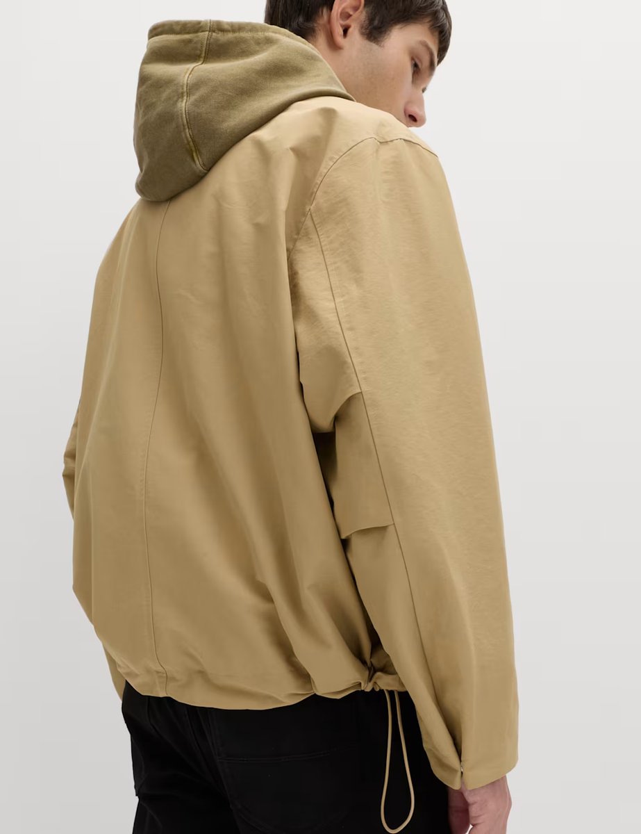 Marks & Spencer M&S Cotton Rich Boxy Funnel Neck Bomber Jacket Sand - 4