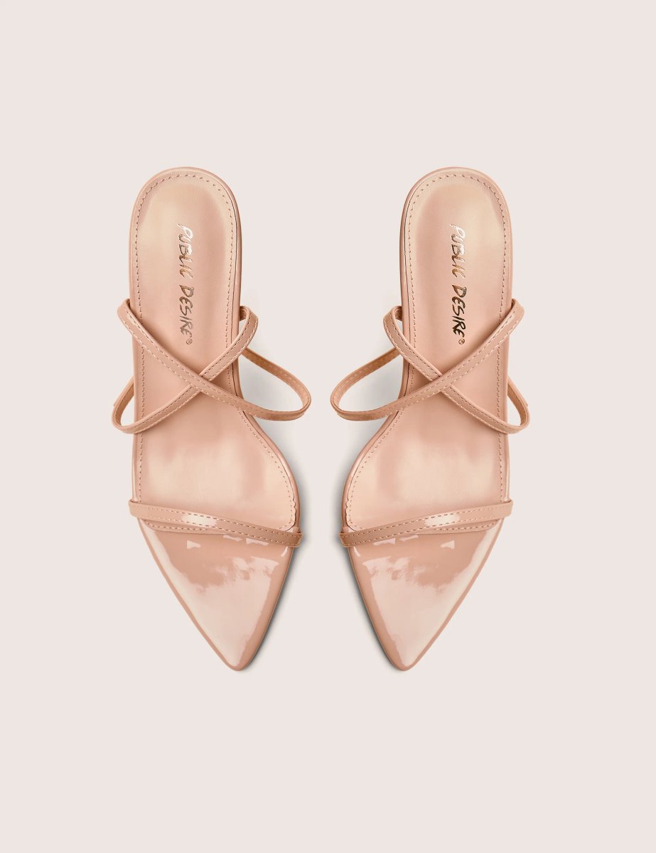 Public Desire Legacy Nude Barely There Pointed Toe Gold Stiletto Heels - 2