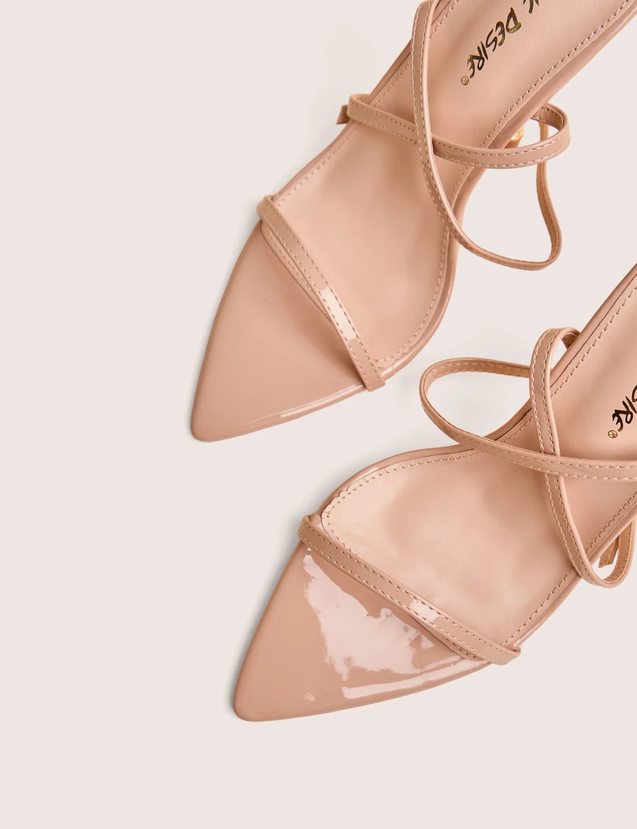 Public Desire Legacy Nude Barely There Pointed Toe Gold Stiletto Heels - 4