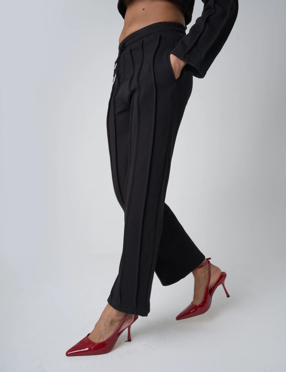 Public Desire Seam Detail Cuffed Joggers Black - 2