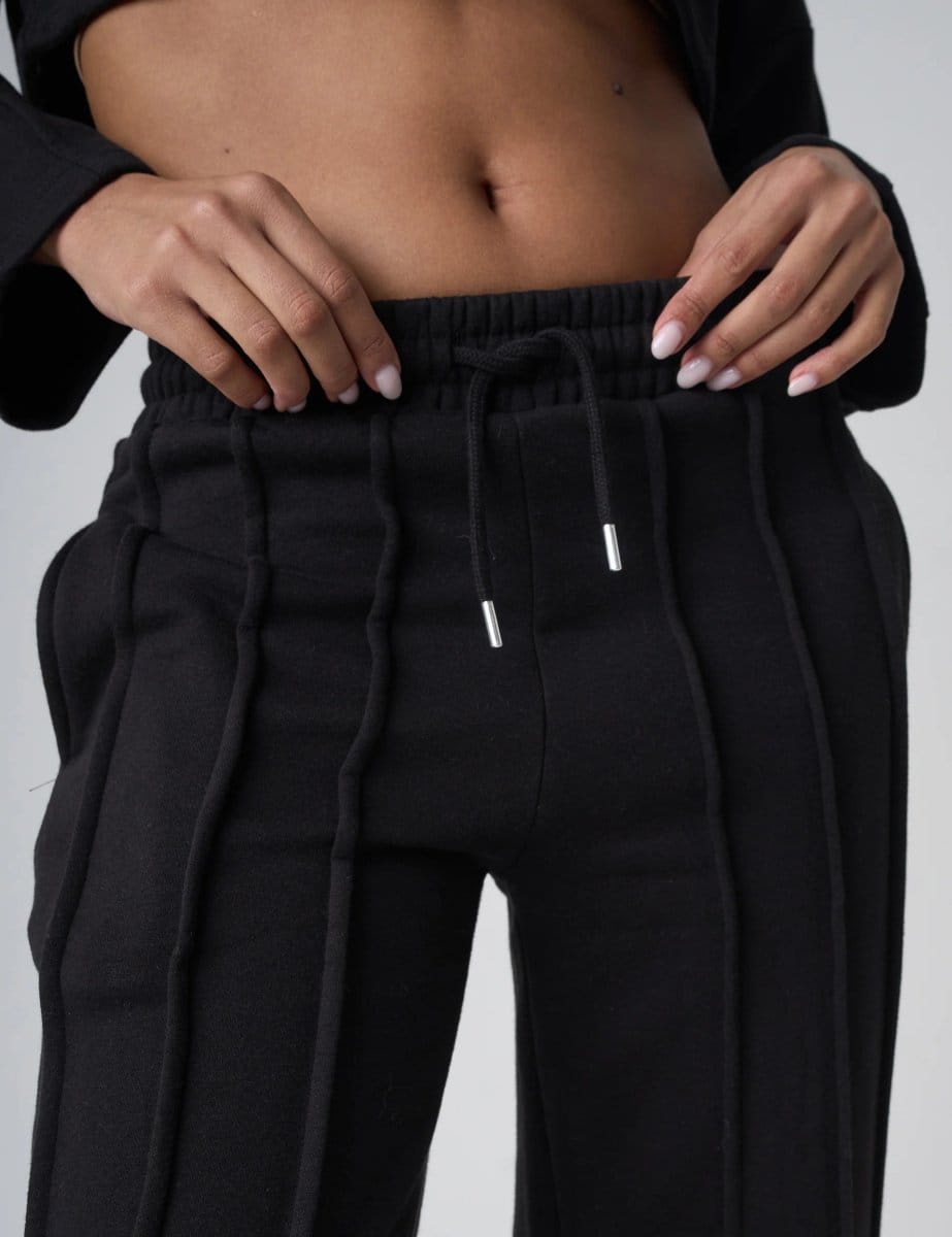 Public Desire Seam Detail Cuffed Joggers Black - 4