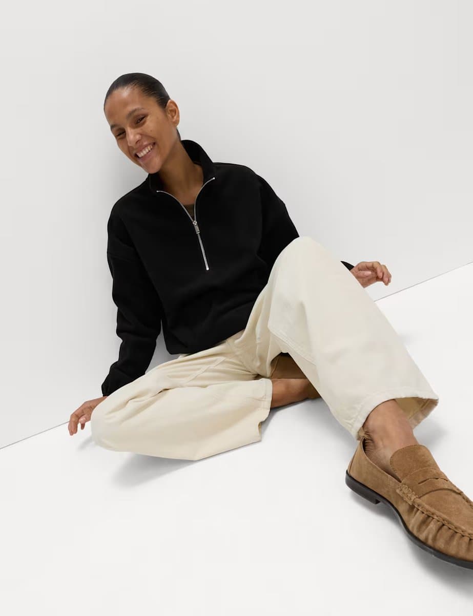 Marks & Spencer M&S Fleece Half Zip Sweatshirt Black