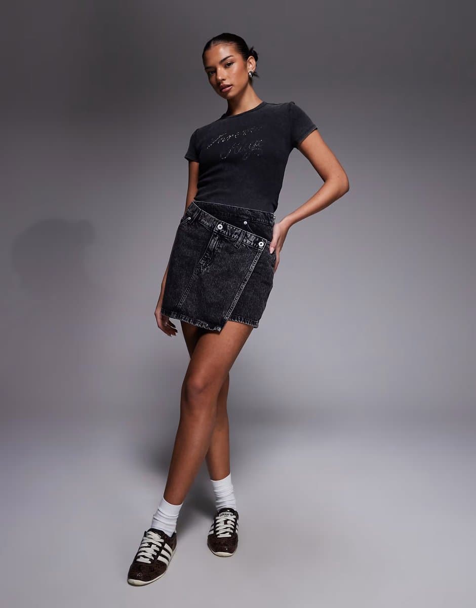 ASOS Hugo Blue Galaxy denim skirt in black