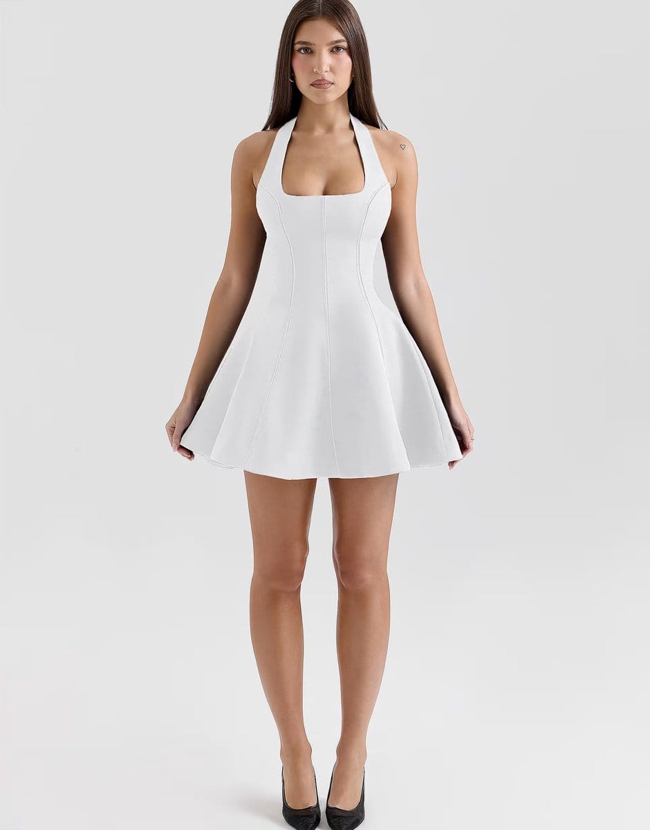 ASOS House of CB Loulette white halter neck bow mini dress in white - 1