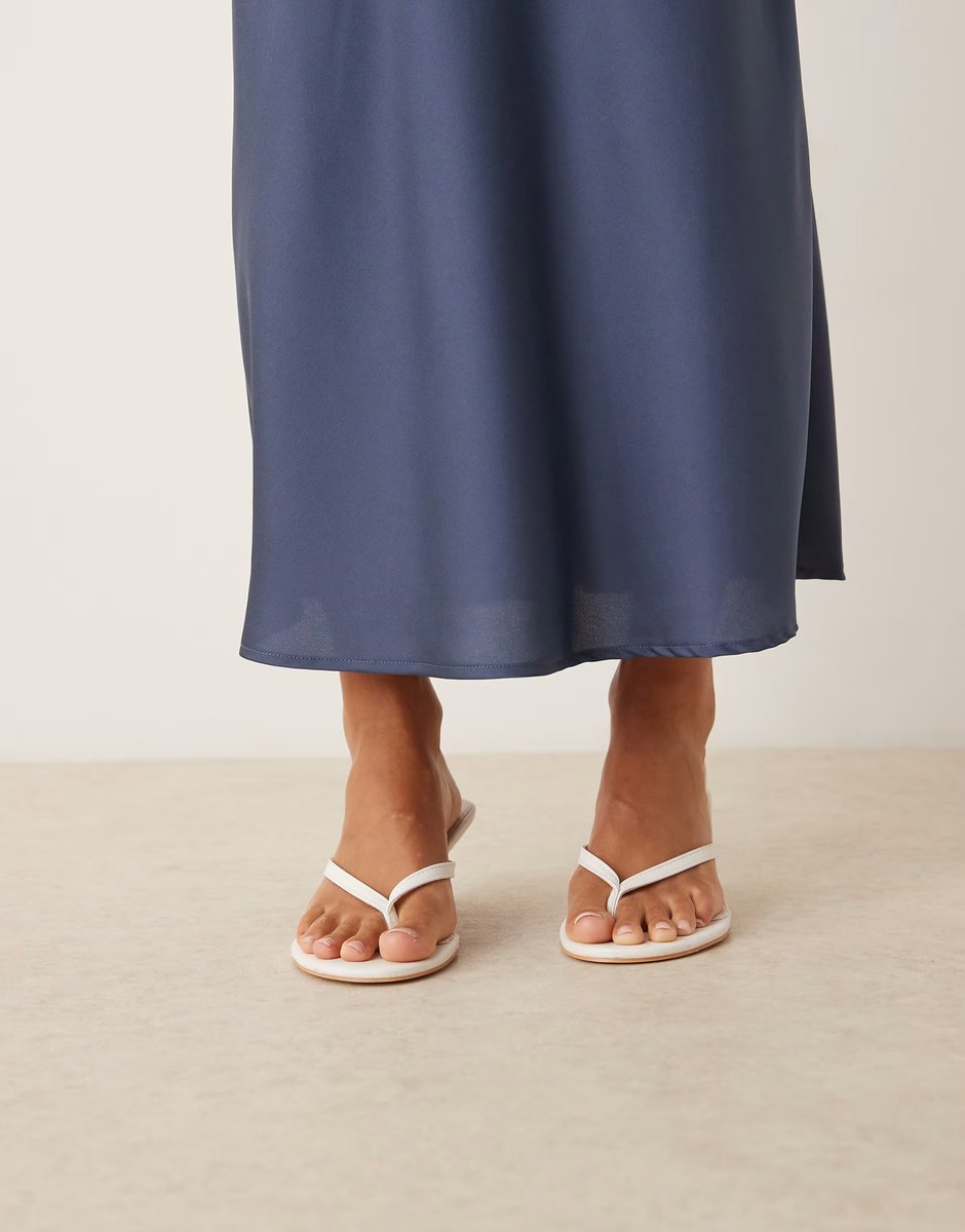 ASOS Vila satin maxi skirt in mid blue - 4