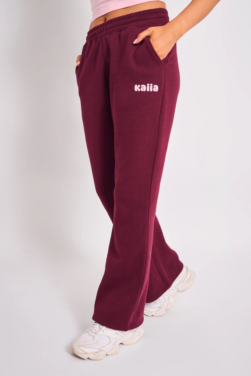 Kaiia Kaiia Wide Leg Joggers Plum & Pink - 2