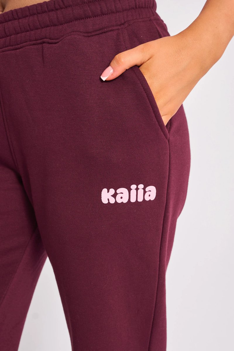 Kaiia Kaiia Wide Leg Joggers Plum & Pink - 4