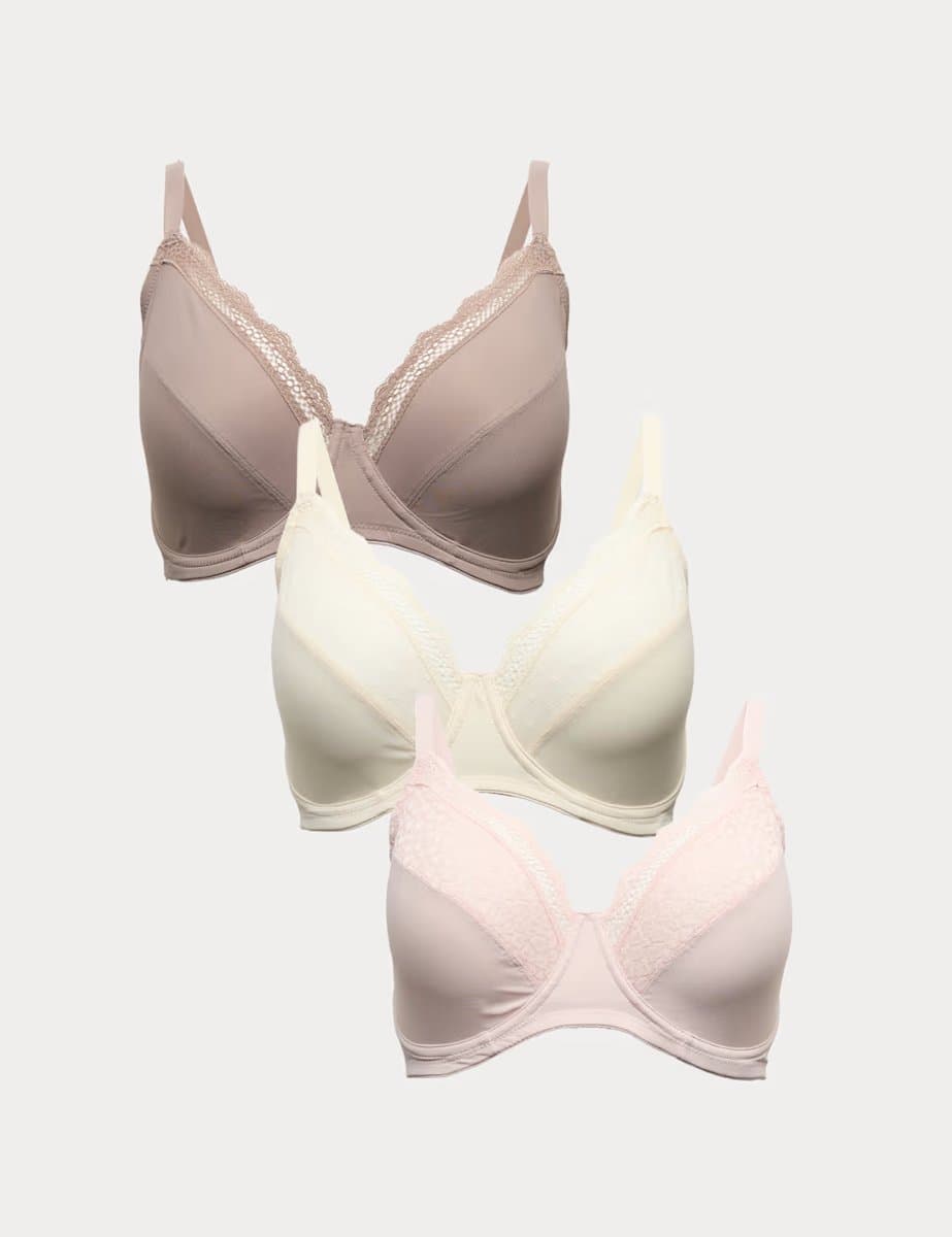 Marks & Spencer M&S 3pk Wired Full Cup Minimiser Bras C-H Pink Mix
