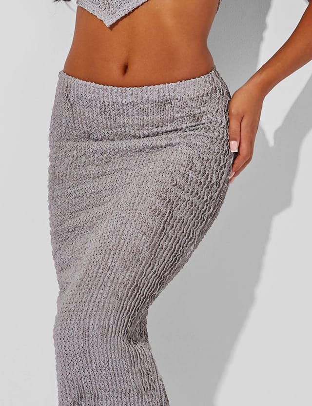 Public Desire Textured Maxi Skirt Co Ord Grey - 2