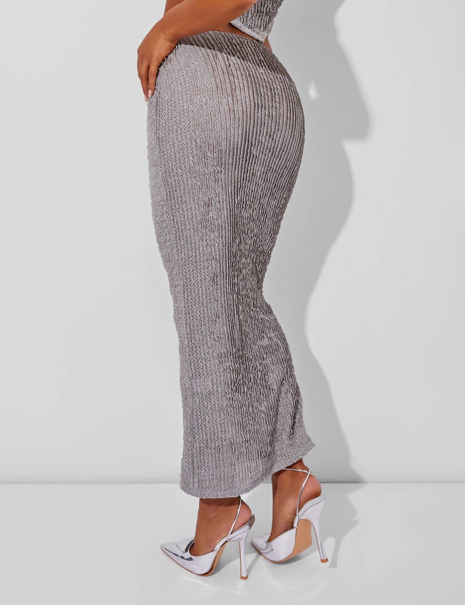 Public Desire Textured Maxi Skirt Co Ord Grey - 4