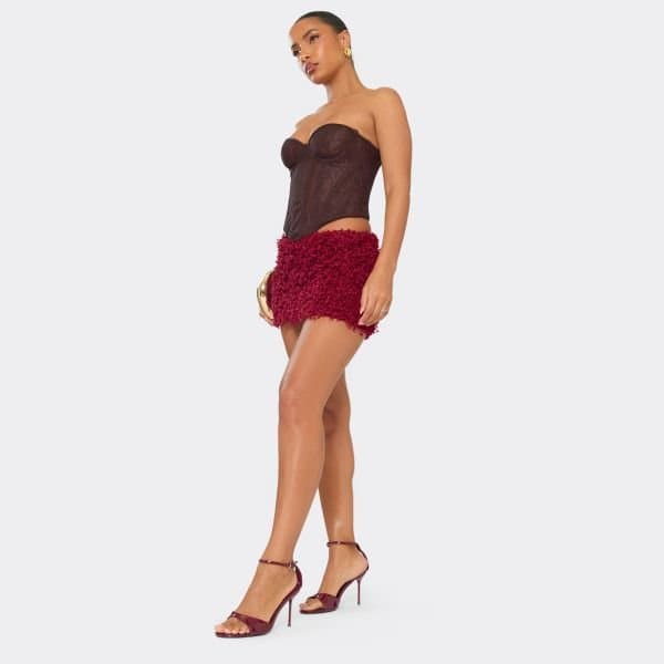 EGO EGO Glam Ankle Strap Stiletto Heel in Burgundy Patent