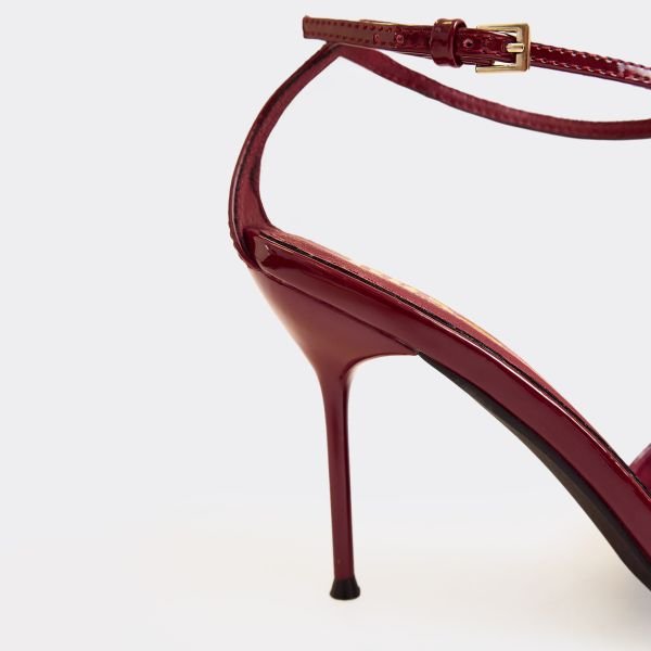 EGO Really-Wish Ankle Strap Stiletto Heel In Burgundy Patent, Women's Size UK 5 - 2