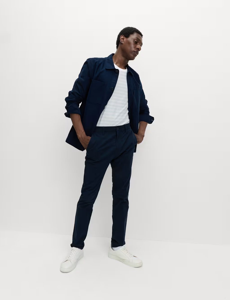 Marks & Spencer M&S 2 Pack Slim Fit Stretch Chinos Navy - 3