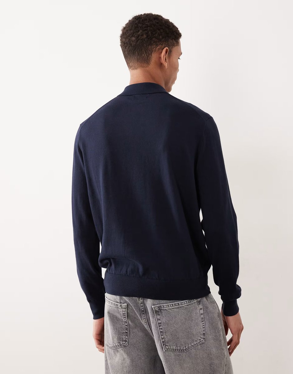 ASOS Polo Ralph Lauren icon logo cotton knit polo jumper in navy - 3