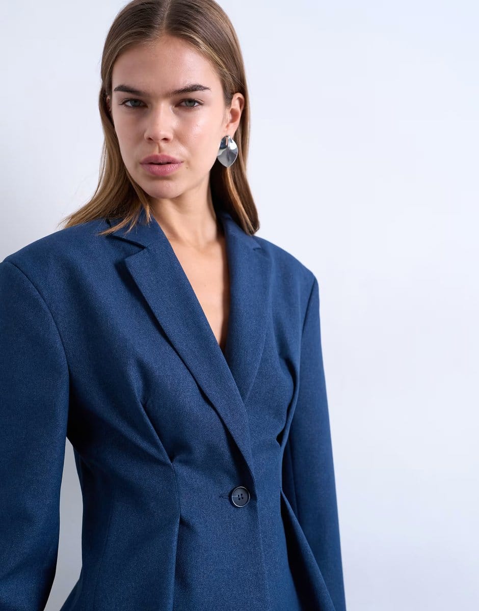 ASOS Topshop co ord extreme cinched waist blazer in navy - 4