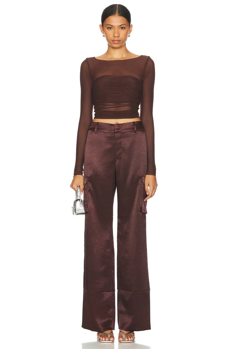 revolve Galia Satin Cargo Pant - 4