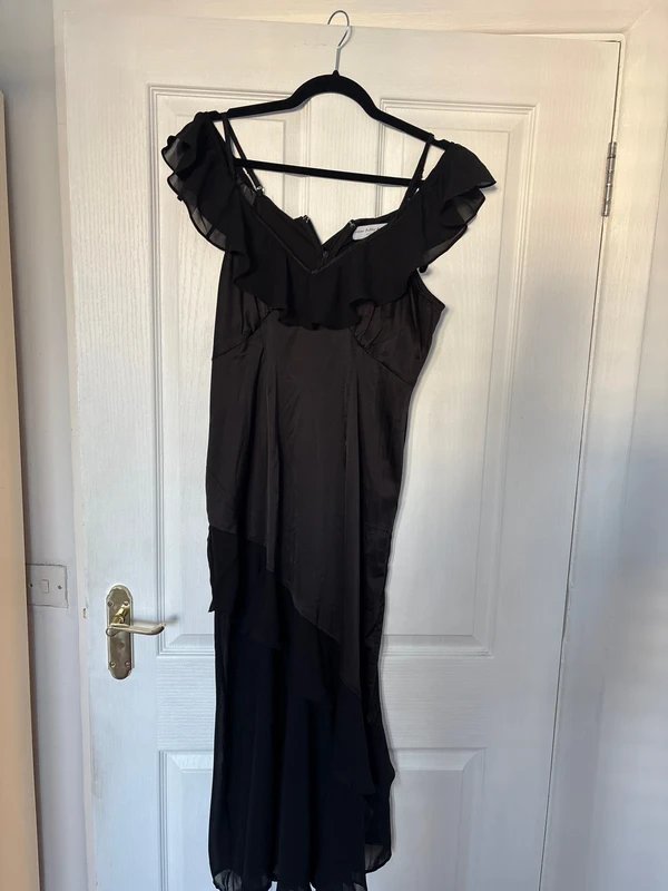 Never Fully Dressed Black satin frill never fully dressed midi dress - 4