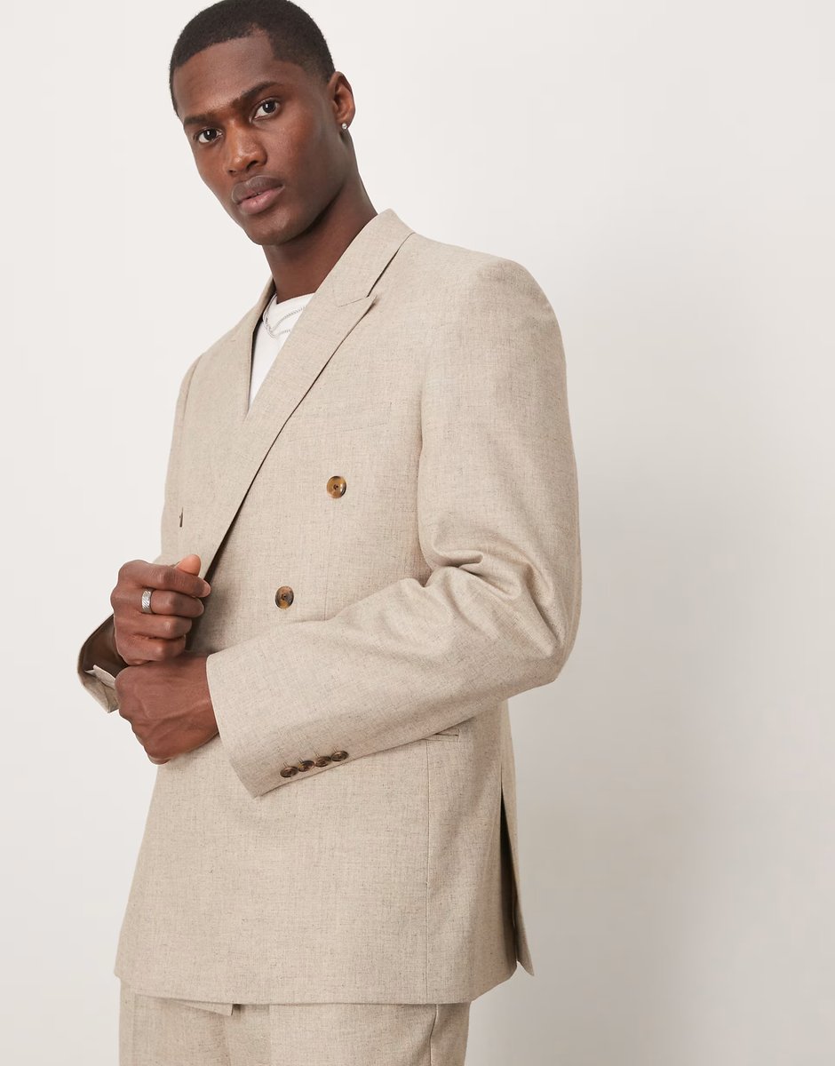 ASOS ASOS DESIGN slim suit jacket in stone marl look - 1