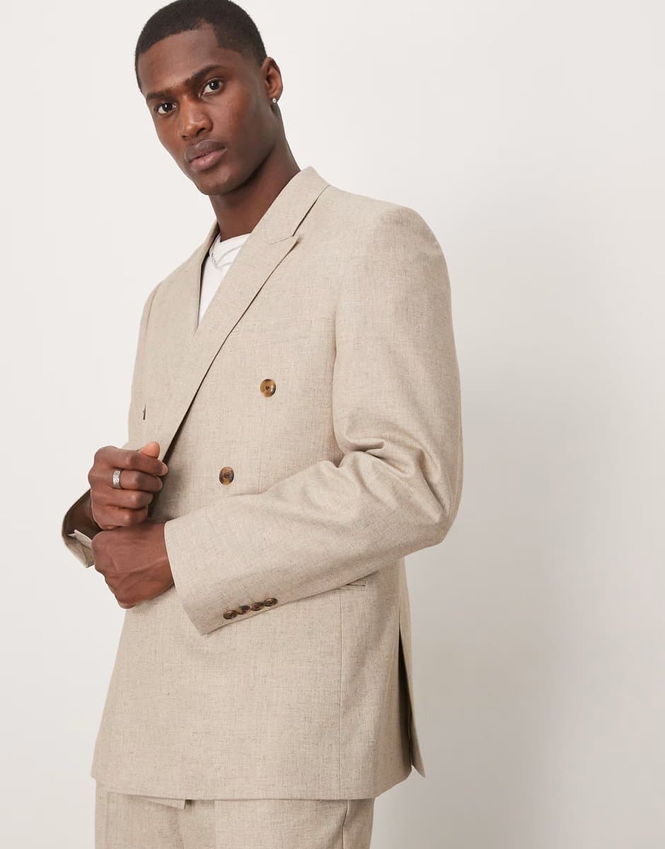 ASOS ASOS DESIGN slim suit jacket in stone marl look