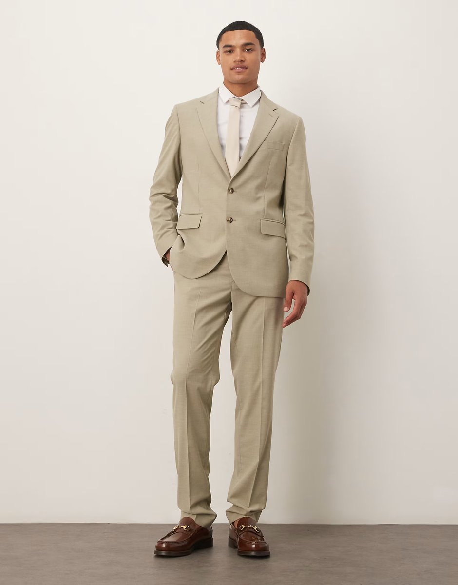 ASOS Mango slim fit blazer co-ord in pale green - 2