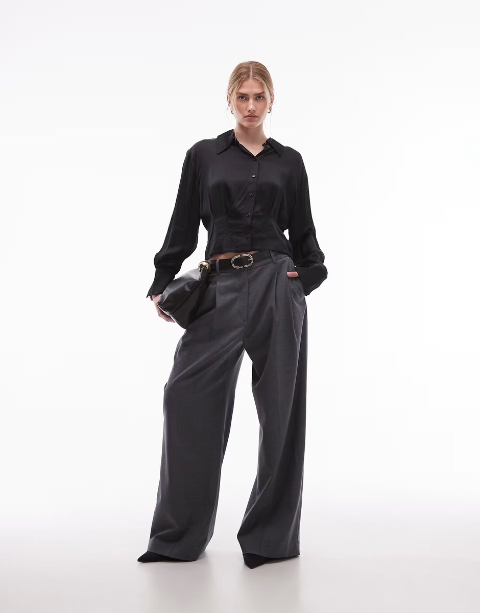 ASOS & Other Stories satin blouse with cinch waist in black - 3