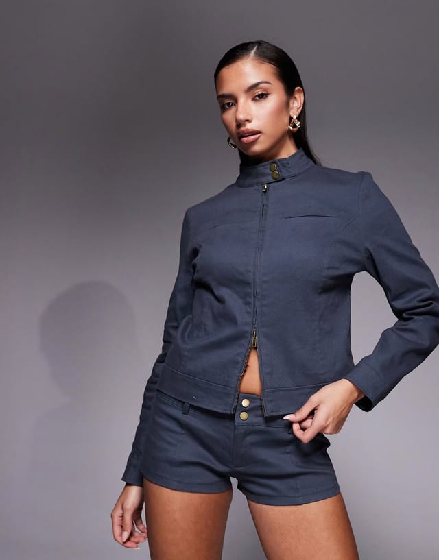 ASOS Edikted Kayra co-ord micro shorts in dark grey - 2