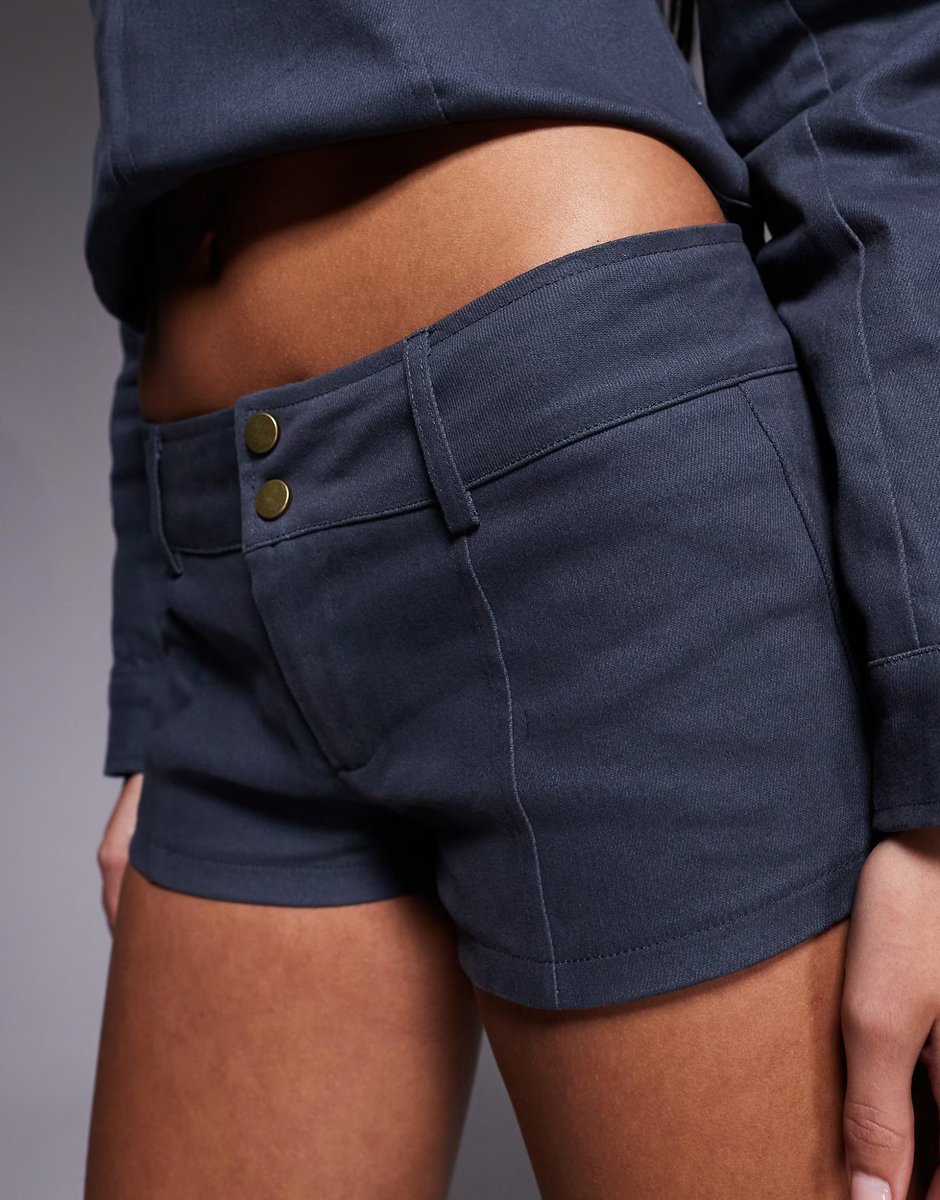 ASOS Edikted Kayra co-ord micro shorts in dark grey - 3