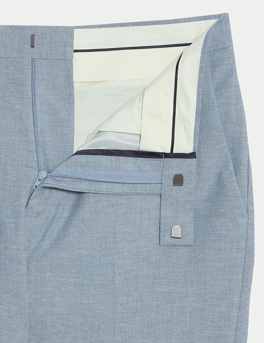 Marks & Spencer M&S Slim Fit Stretch Suit Trousers Chambray - 2