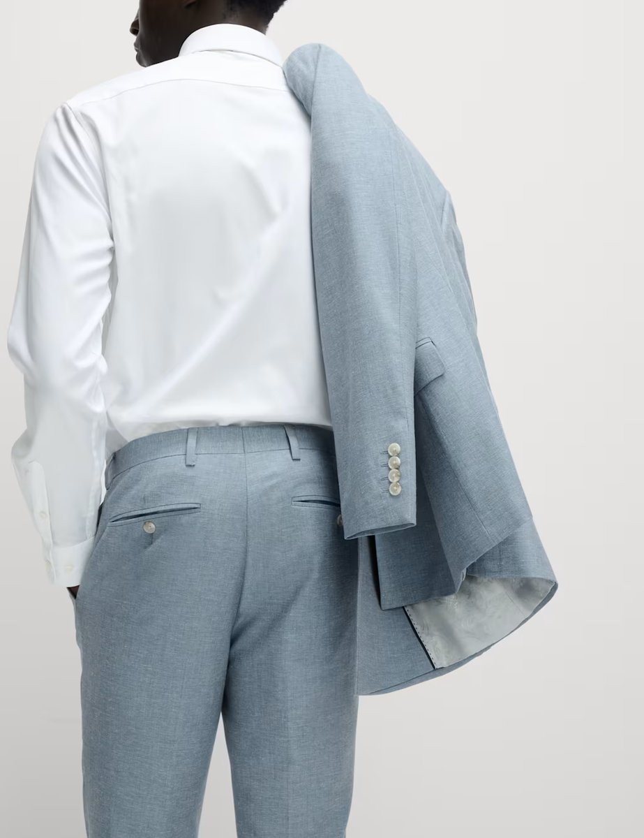 Marks & Spencer M&S Slim Fit Stretch Suit Trousers Chambray - 4