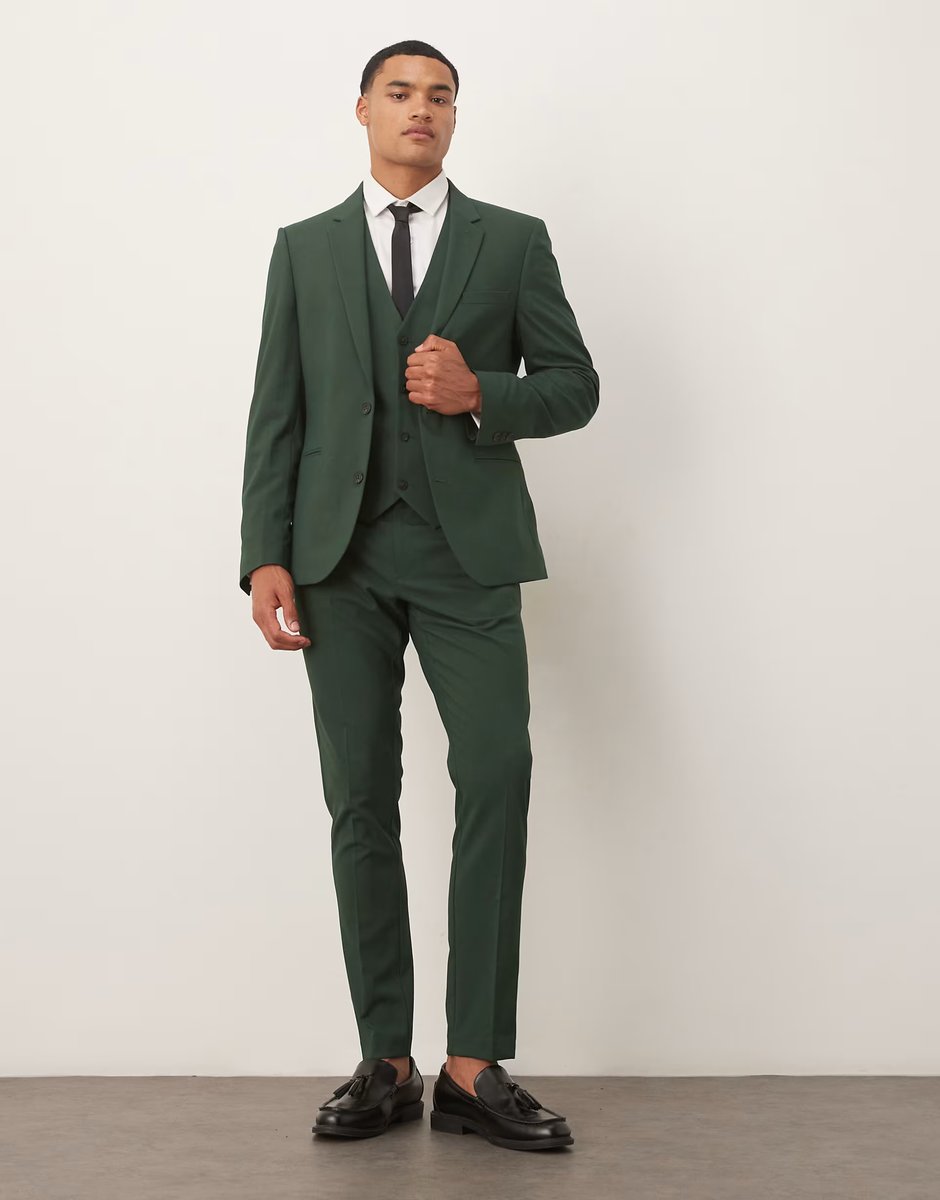 ASOS ASOS DESIGN skinny suit jacket in dark green - 2
