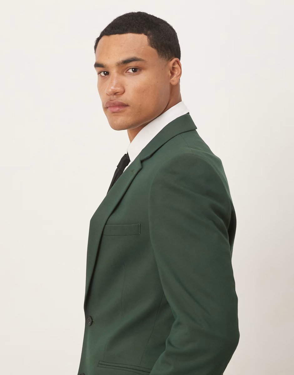 ASOS ASOS DESIGN skinny suit jacket in dark green - 4