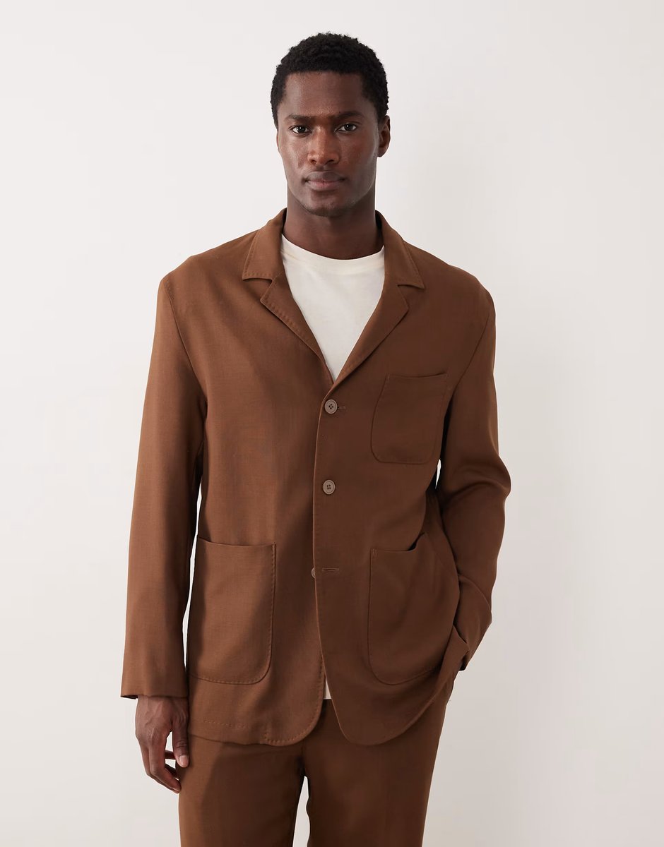 ASOS Mango Bergamo premium wool mix tailored suit blazer and tailored trouser co-ord in burnt orange - 2