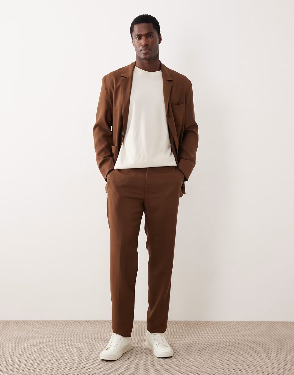 ASOS Mango Bergamo premium wool mix tailored suit blazer and tailored trouser co-ord in burnt orange - 3