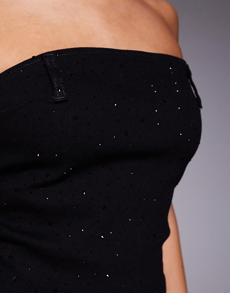 ASOS Liquor N Poker denim embellished corset top co-ord in black - 3