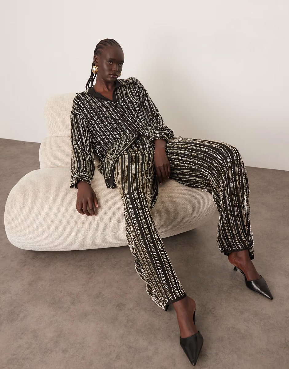 ASOS ARRANGE linear beaded trousers co-ord - 3