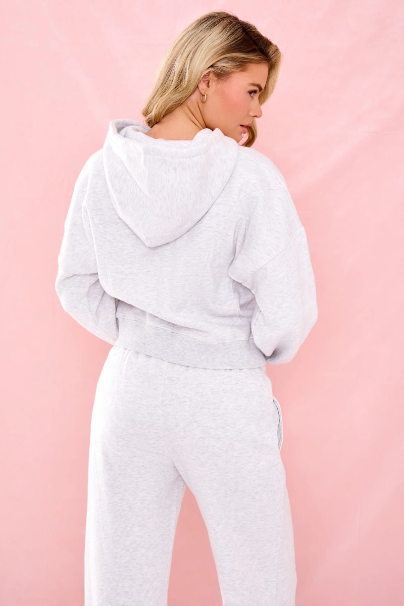 Kaiia Kaiia Structure Zip Through Hoodie Light Grey Marl - 3