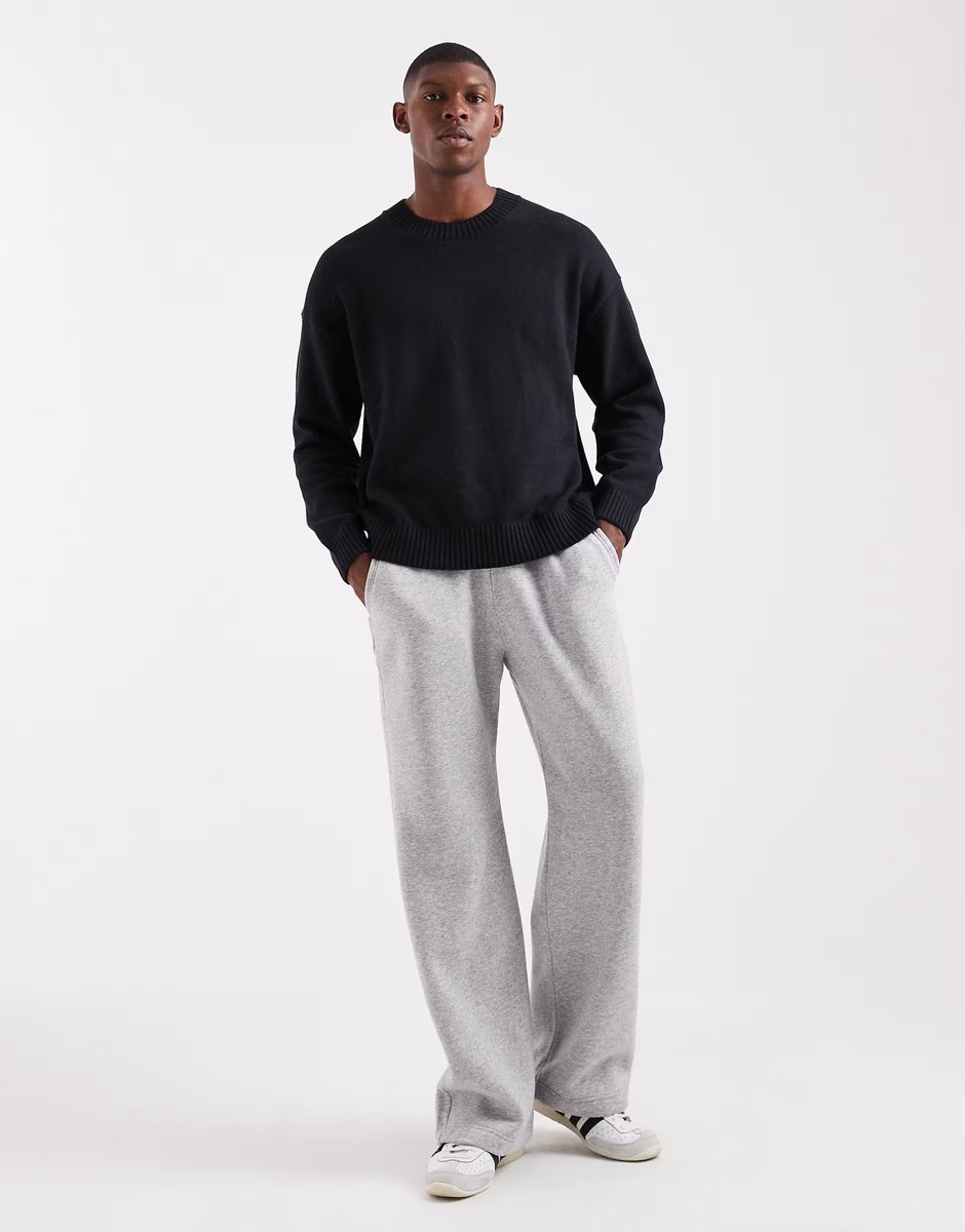 ASOS Hollister boxy ribbed open hem jumper in black - 2