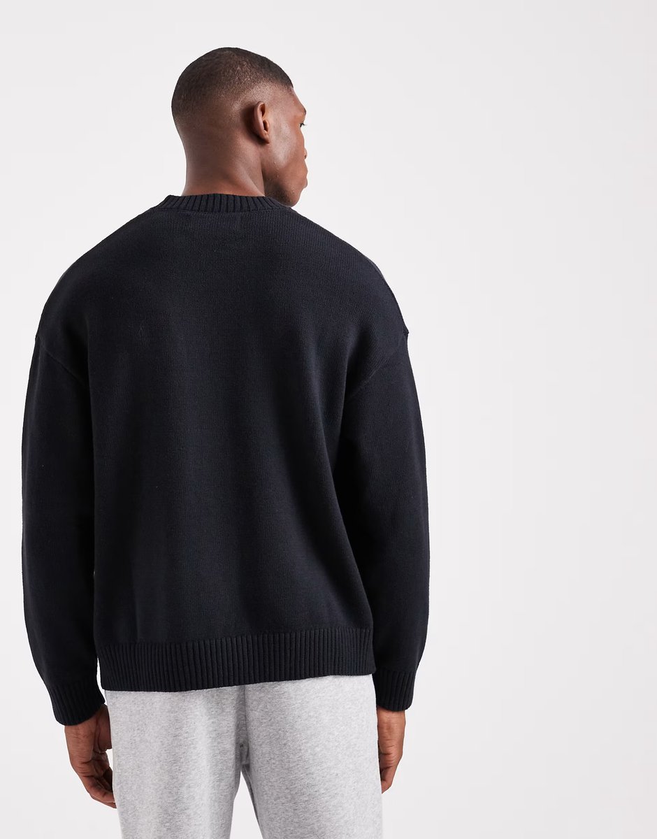 ASOS Hollister boxy ribbed open hem jumper in black - 3