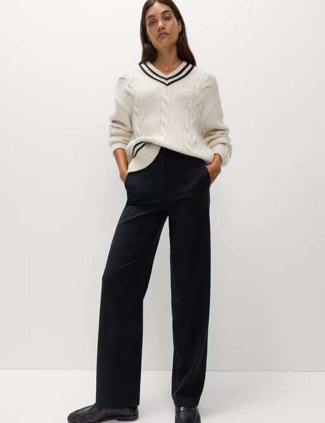 Marks & Spencer M&S Straight Leg Trousers with Stretch Black - 3