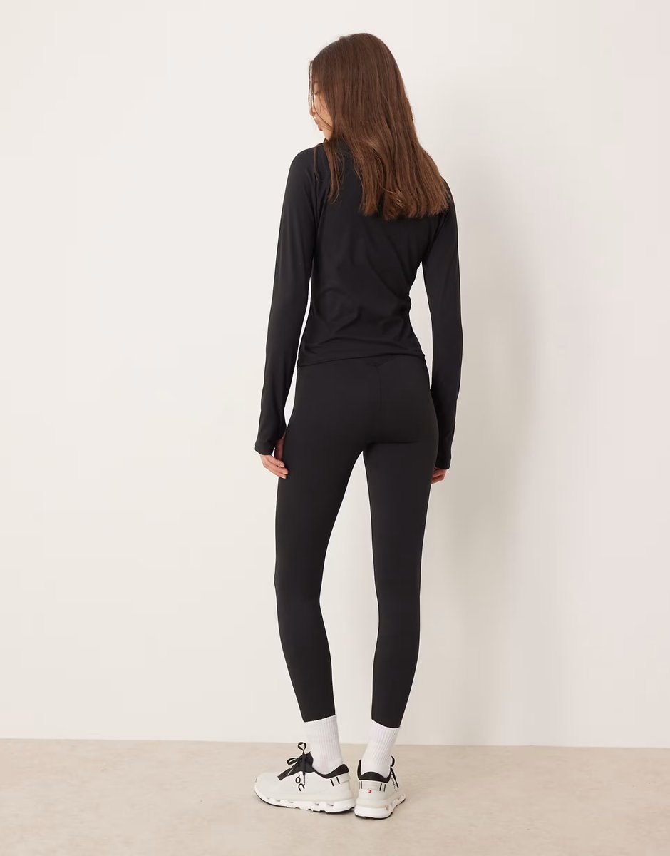 ASOS Gina Tricot co-ord highwaist ruched yoga leggings tights in black - 3