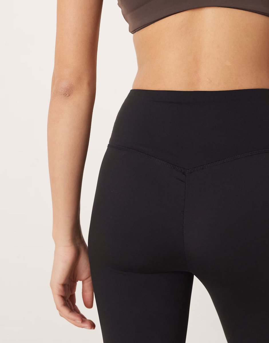 ASOS Gina Tricot co-ord highwaist ruched yoga leggings tights in black - 4