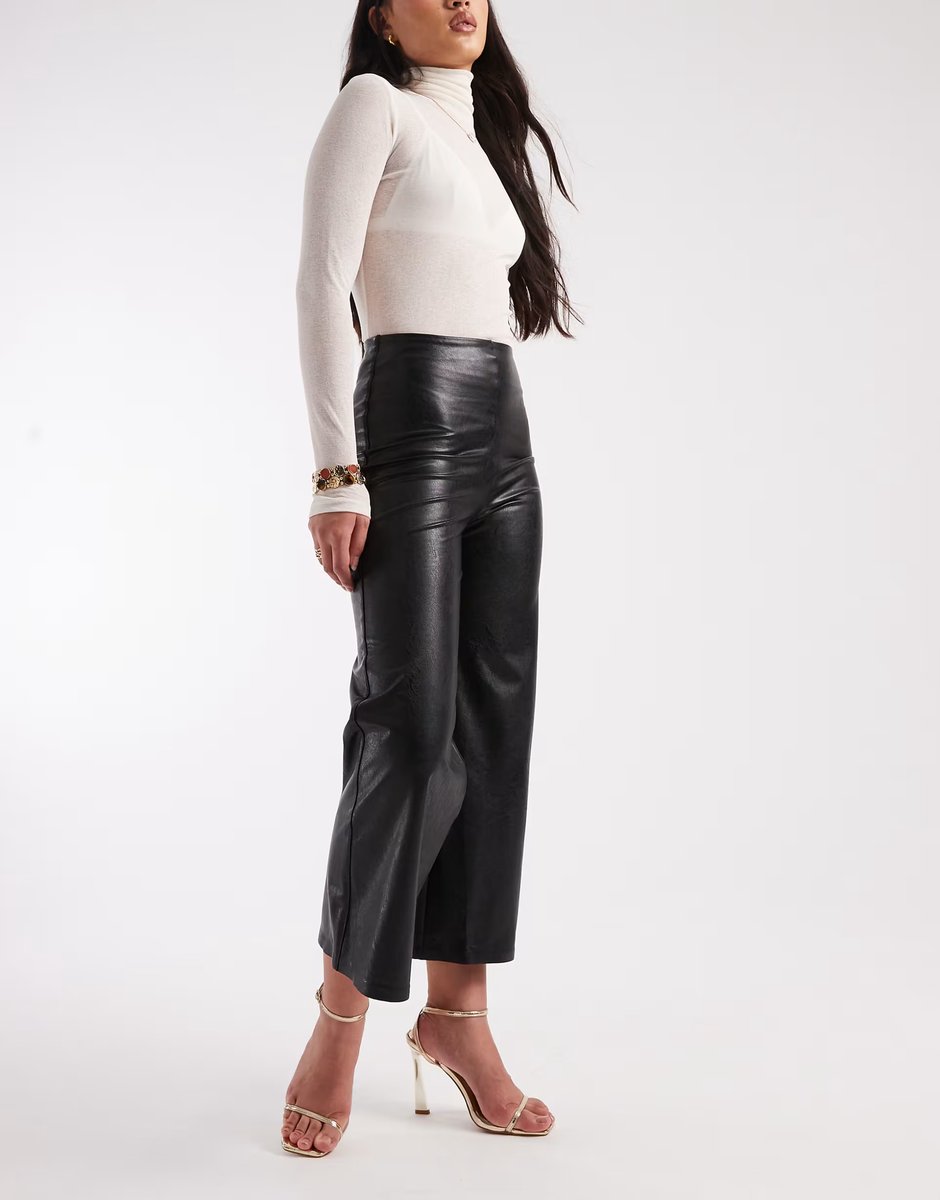 ASOS Commando Cropped wide leg pant in black - 3